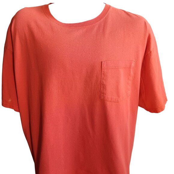 2XL Vintage T-shirt 90's Anvil Coral Pink Pocket Bleach Stains Grunge Skater - Picture 1 of 7